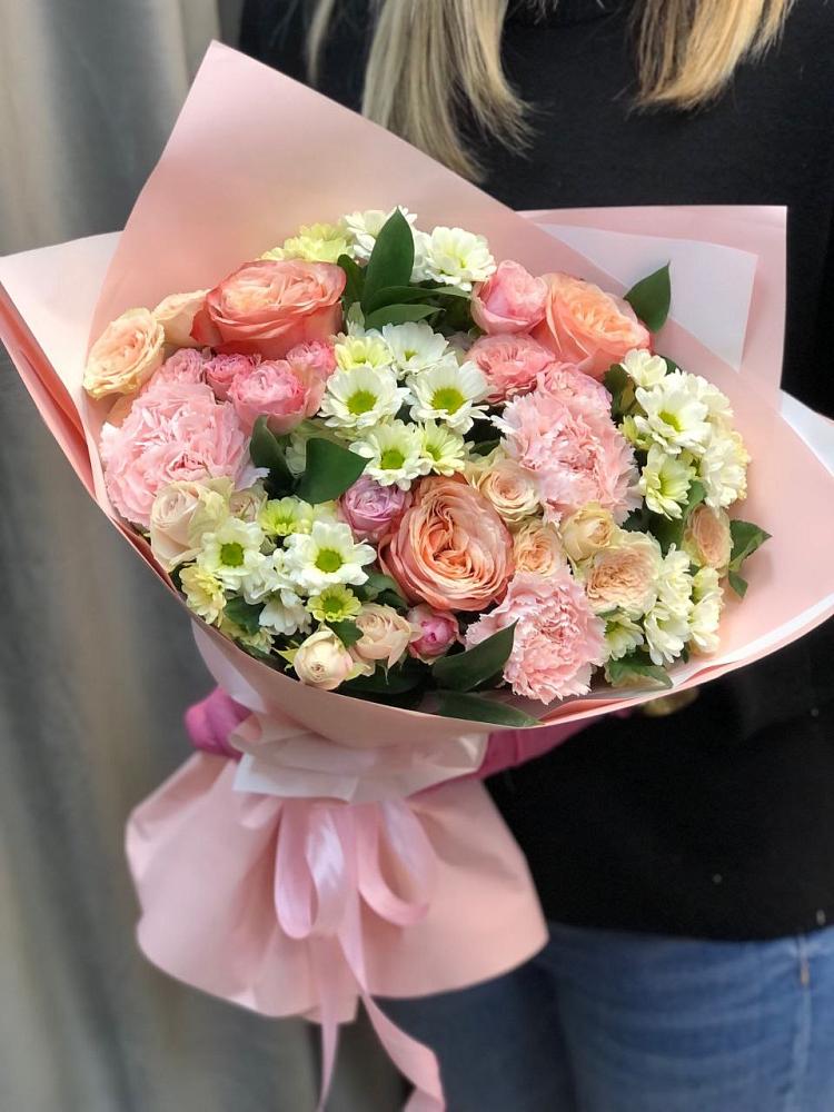 Букет цветов из: Гвоздики, Розы и Хризантемы в Малом Верево