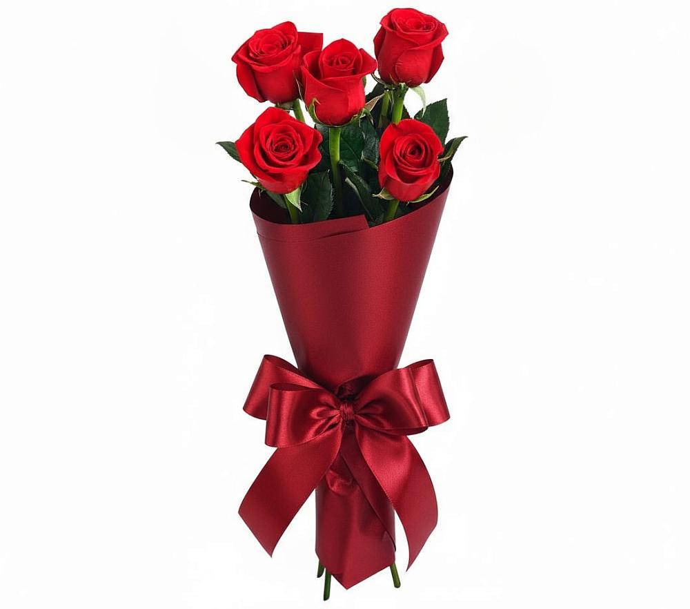 Букет 5 Красных роз Эдлесс Лав в Малом Верево