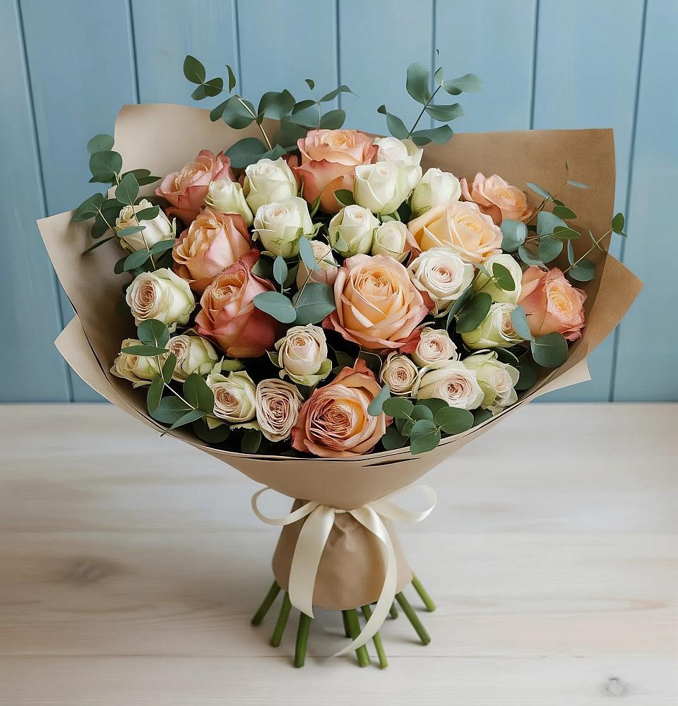 Букет цветов из: Альстромерии и Розы в Малом Верево