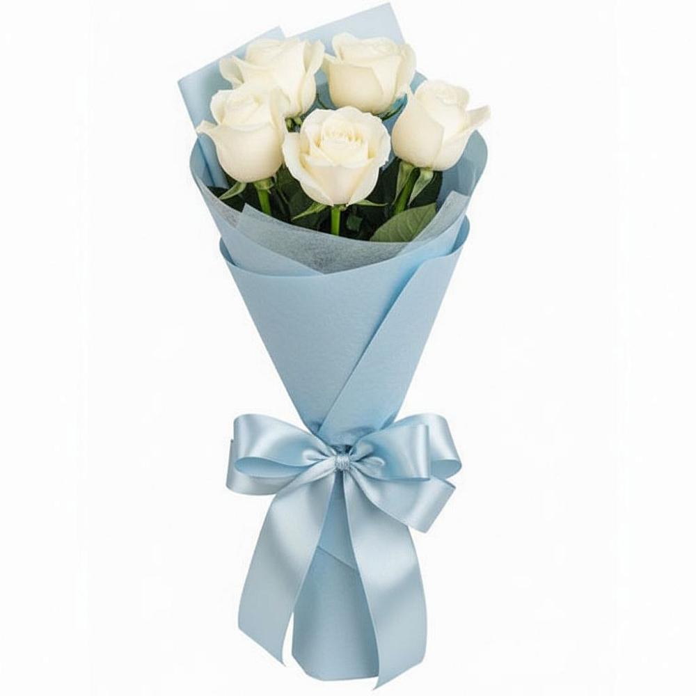 Букет 5 Белых роз Проуд в Малом Верево