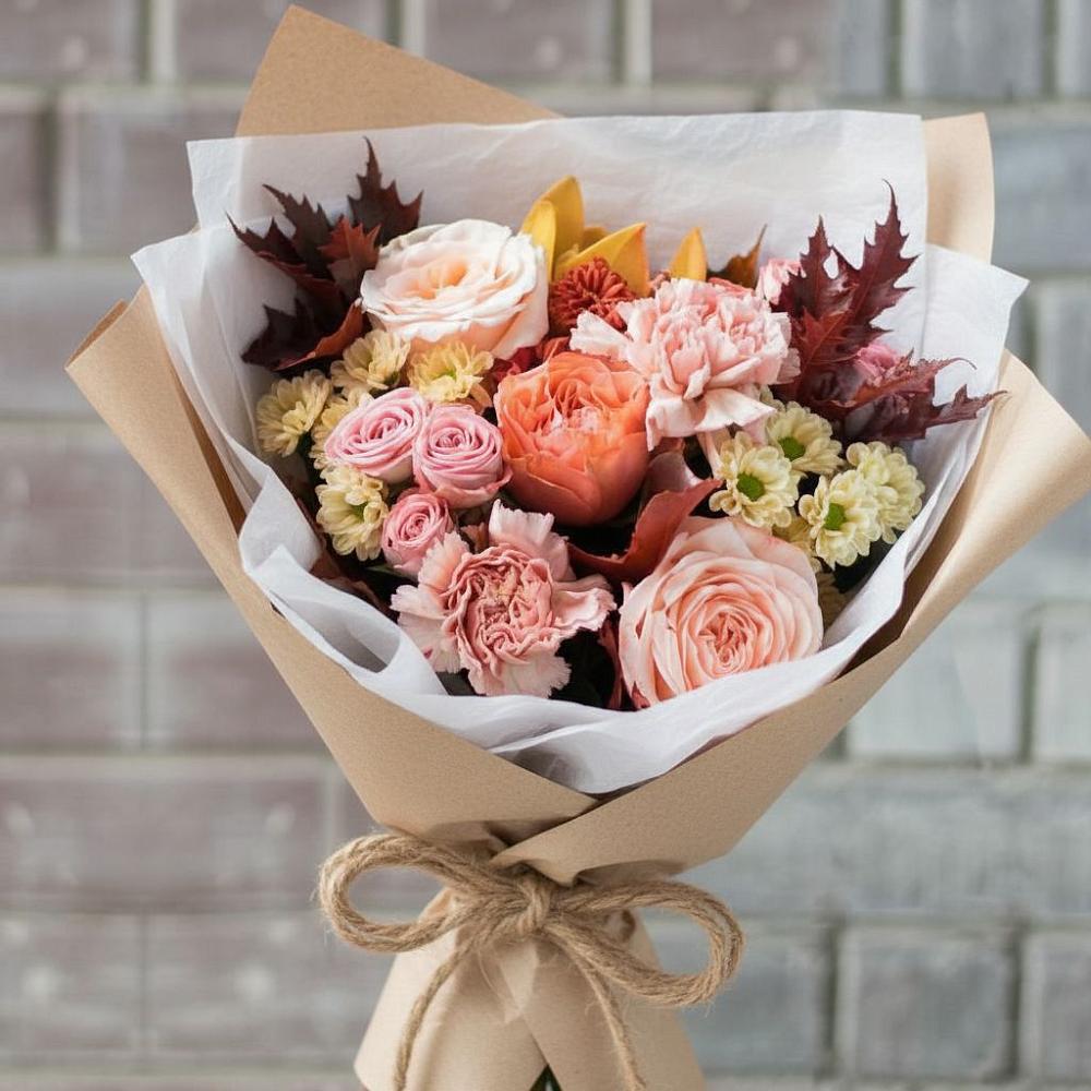 Букет цветов из: Гвоздики, Хризантемы и Розы в Малом Верево