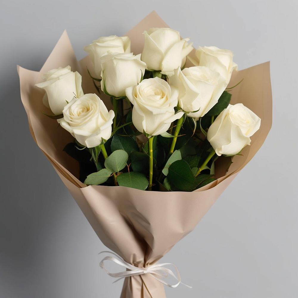 Букет 9 Белых роз Эдлесс Лав в Малом Верево