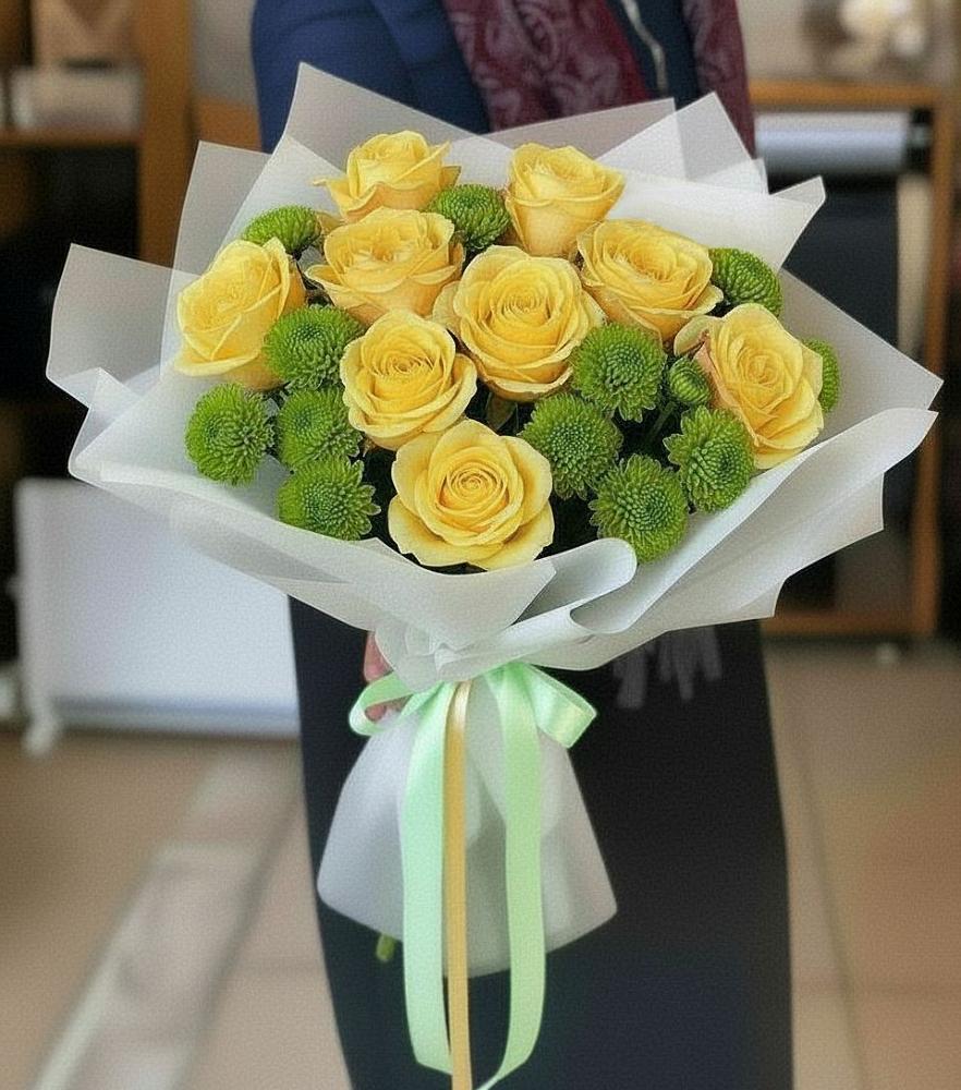 Букет цветов из: Хризантемы и Розы в Малом Верево