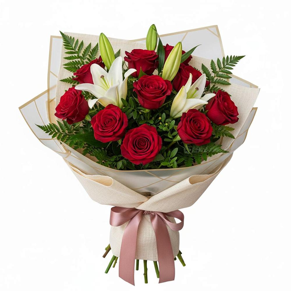 Букет цветов из: Лилии и Розы в Малом Верево