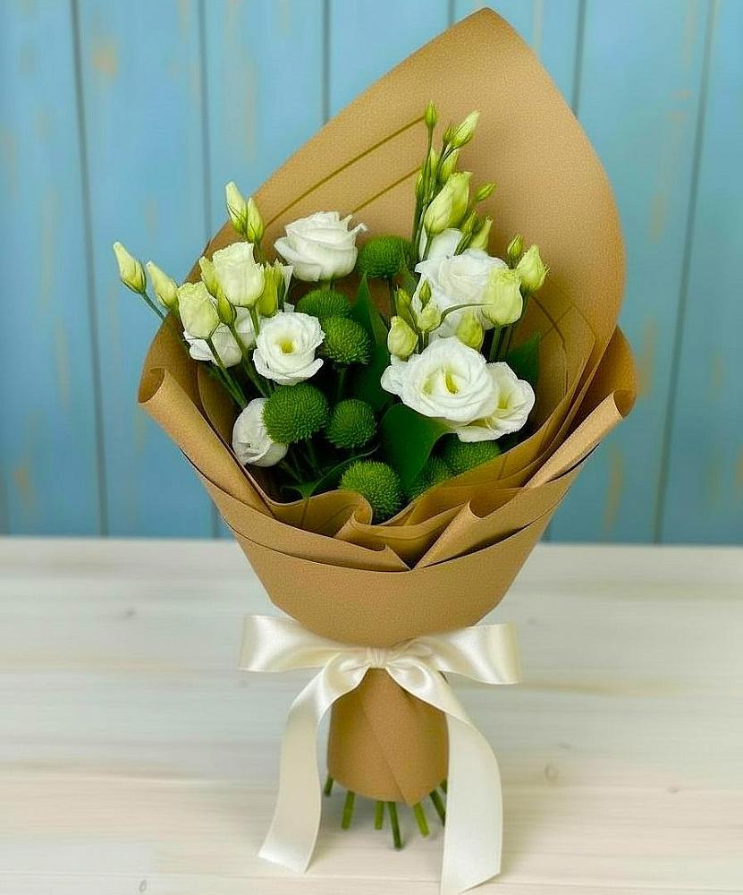 Букет цветов из: Хризантемы и Лизиантусы в Малом Верево