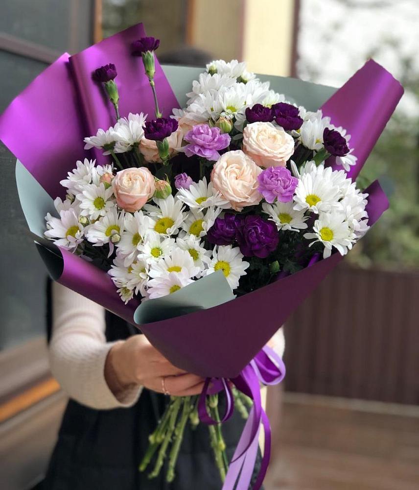 Букет цветов из: Хризантемы, Гвоздики и Розы в Малом Верево