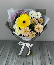 Букет цветов из:  Розы, Герберы и Хризантемы в Малом Верево