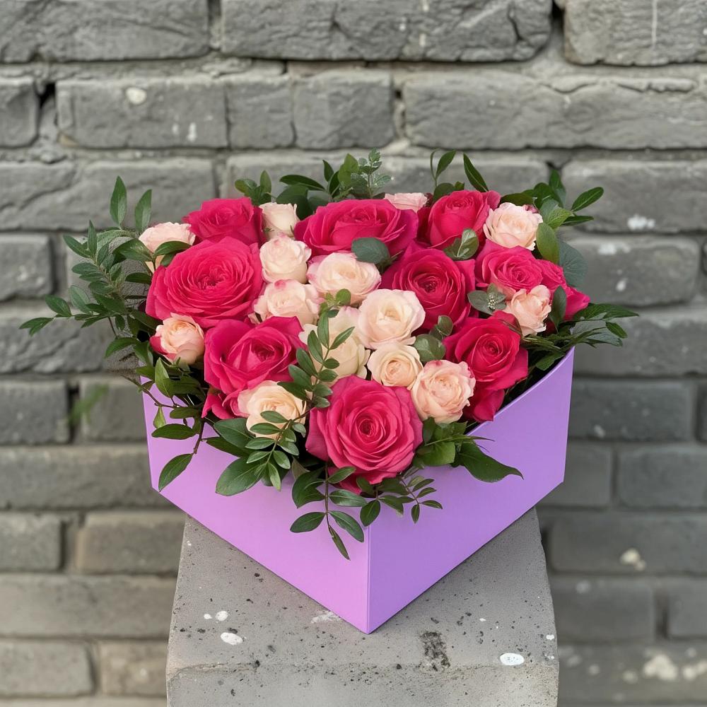 Цветочная композиция из Розы в коробке в Малом Верево