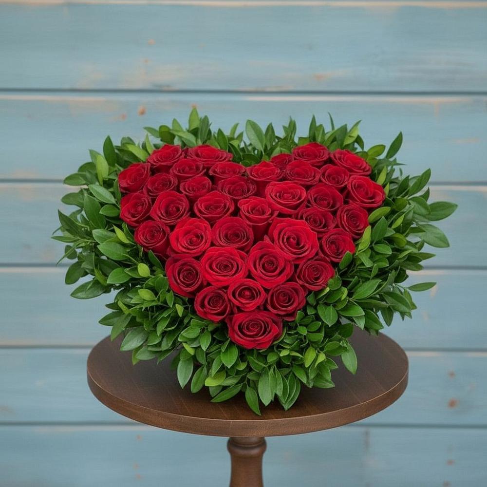 Цветочная композиция из Розы в виде сердца в Малом Верево