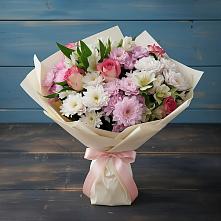 Букет цветов из:  Хризантемы, Альстромерии и Розы в Малом Верево