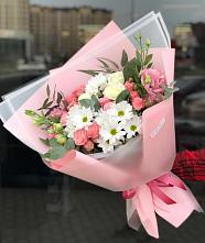 Букет цветов из:  Розы, Лизиантусы и Хризантемы в Малом Верево