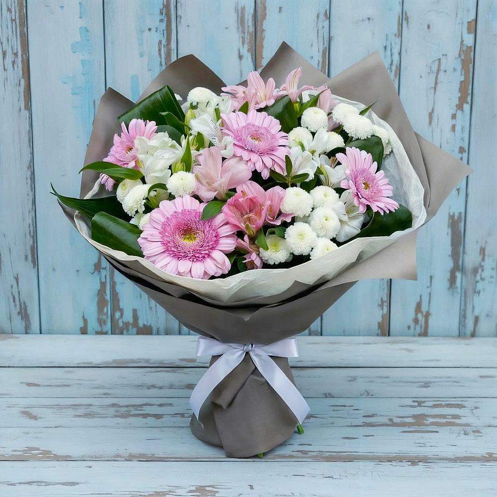 Букет цветов из: Герберы, Альстромерии и Хризантемы в Малом Верево