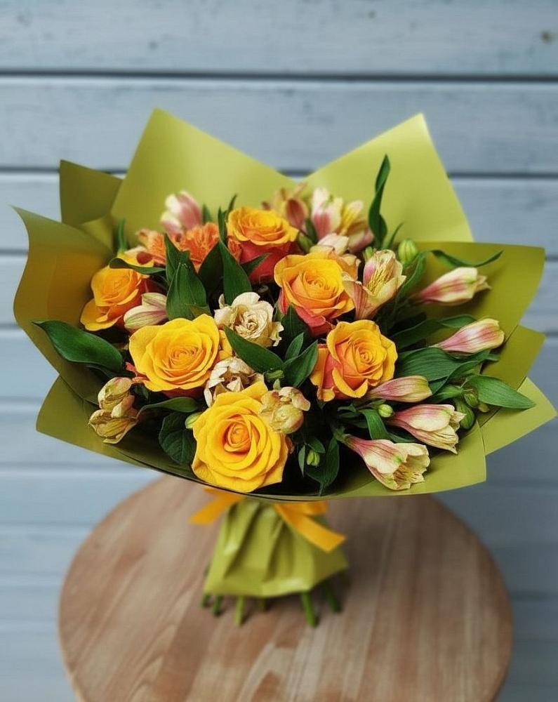 Букет цветов из: Альстромерии и Розы в Малом Верево