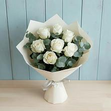 Букет Белые розы в Эвкалипте #REPLACE_PRED# Малом Верево
