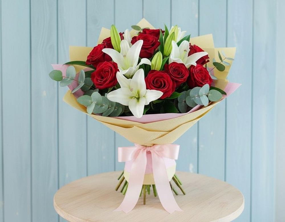 Букет цветов из: Лилии и Розы в Малом Верево
